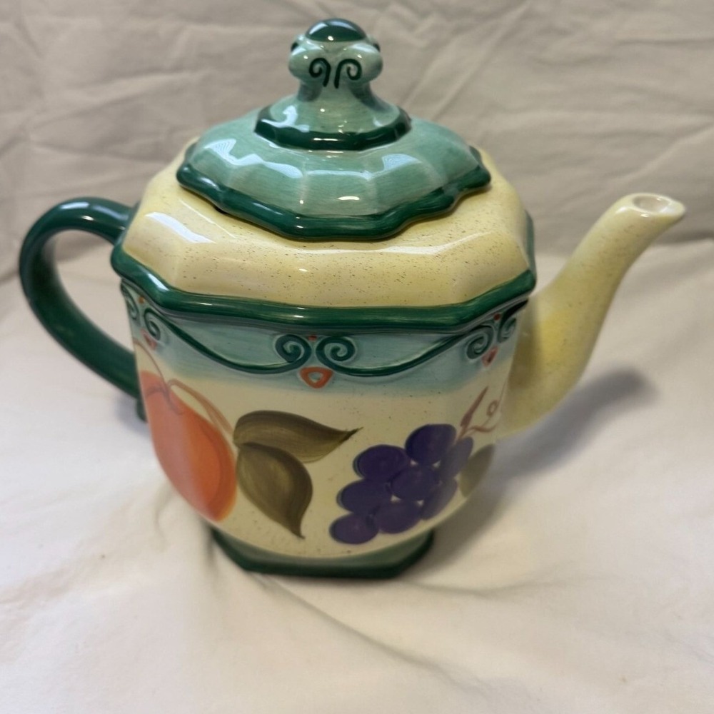 Medici Fruit Motif Ceramic Teapot Hand Painted Collection#934